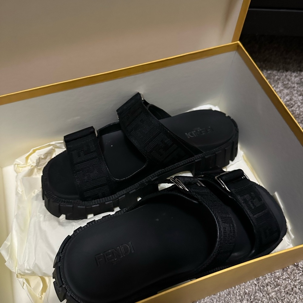 Fendi Black Chunky Sandals